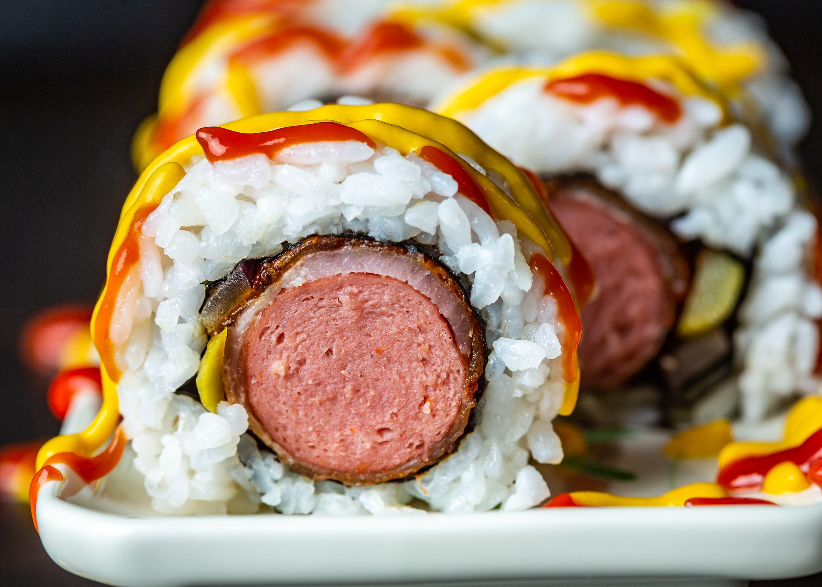 bacon-wrapped hot dog sushi